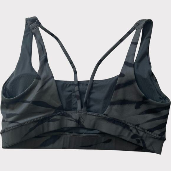 Athleta A-C Exhale Bra Powervita Grey Black Size Small Strappy Lightly Padded - Picture 3 of 6